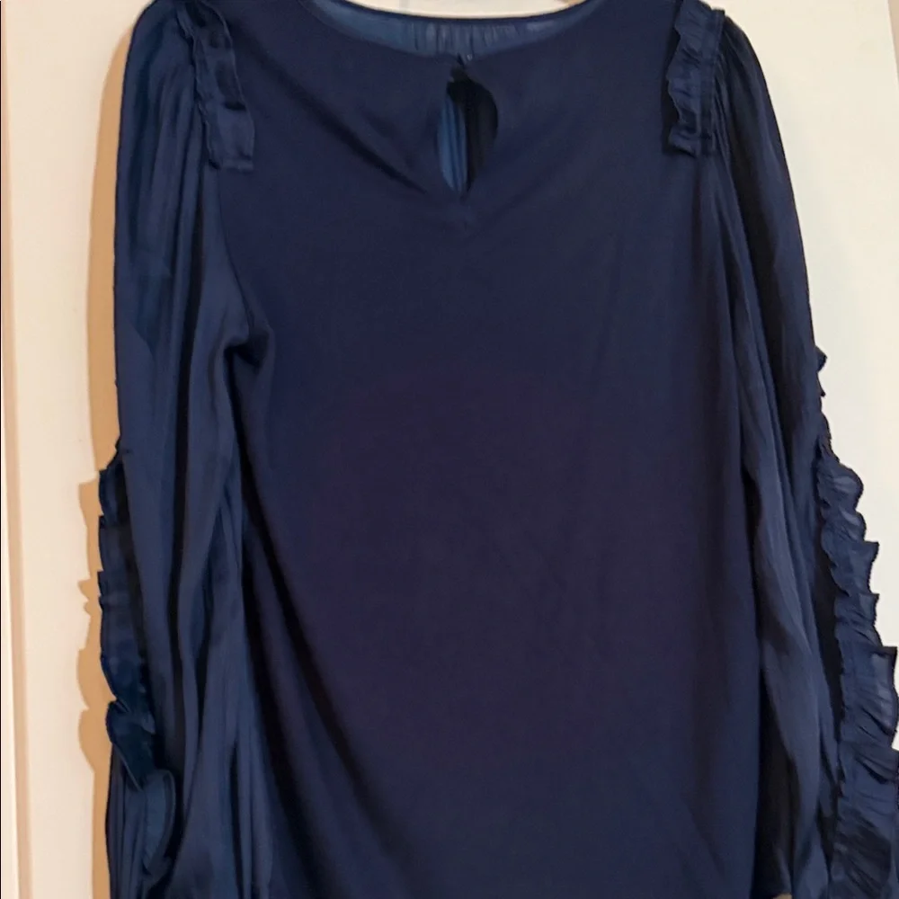 LOFT Navy Ruffled Blouse - Picture 5 of 7